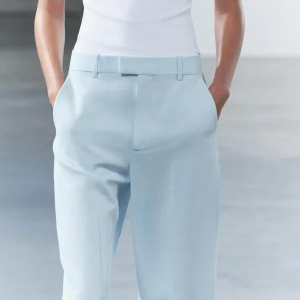 NWT ZARA LINEN BLEND STRAIGHT LEG PANTS ZW COLLECTION - Picture 2 of 9